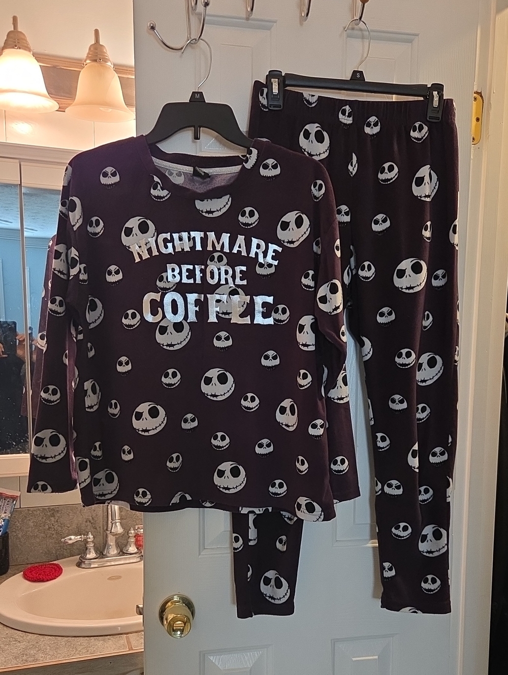 Disney Purple and White 'Nightmare Before Coffee' Pajama Set